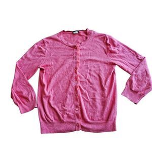 J crew womens Sz M light coral cashmere blend light weight cardigan sweater